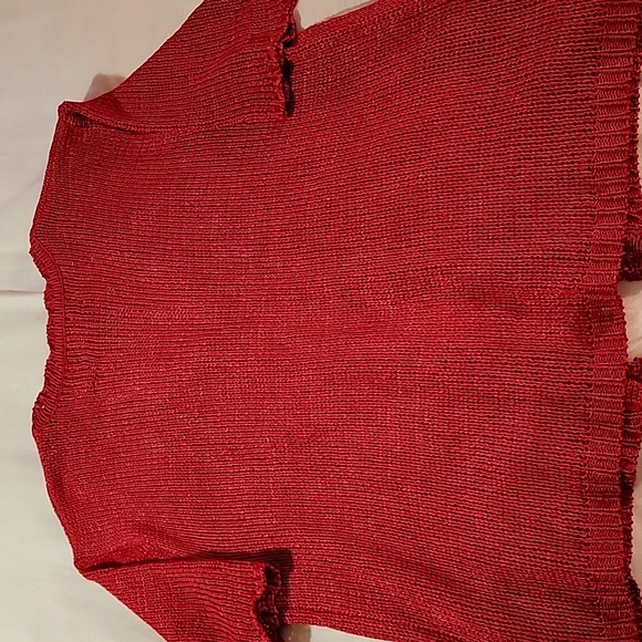 Sag Harbour Open Knit Red Net Sweater sz  L - Picture 7 of 7